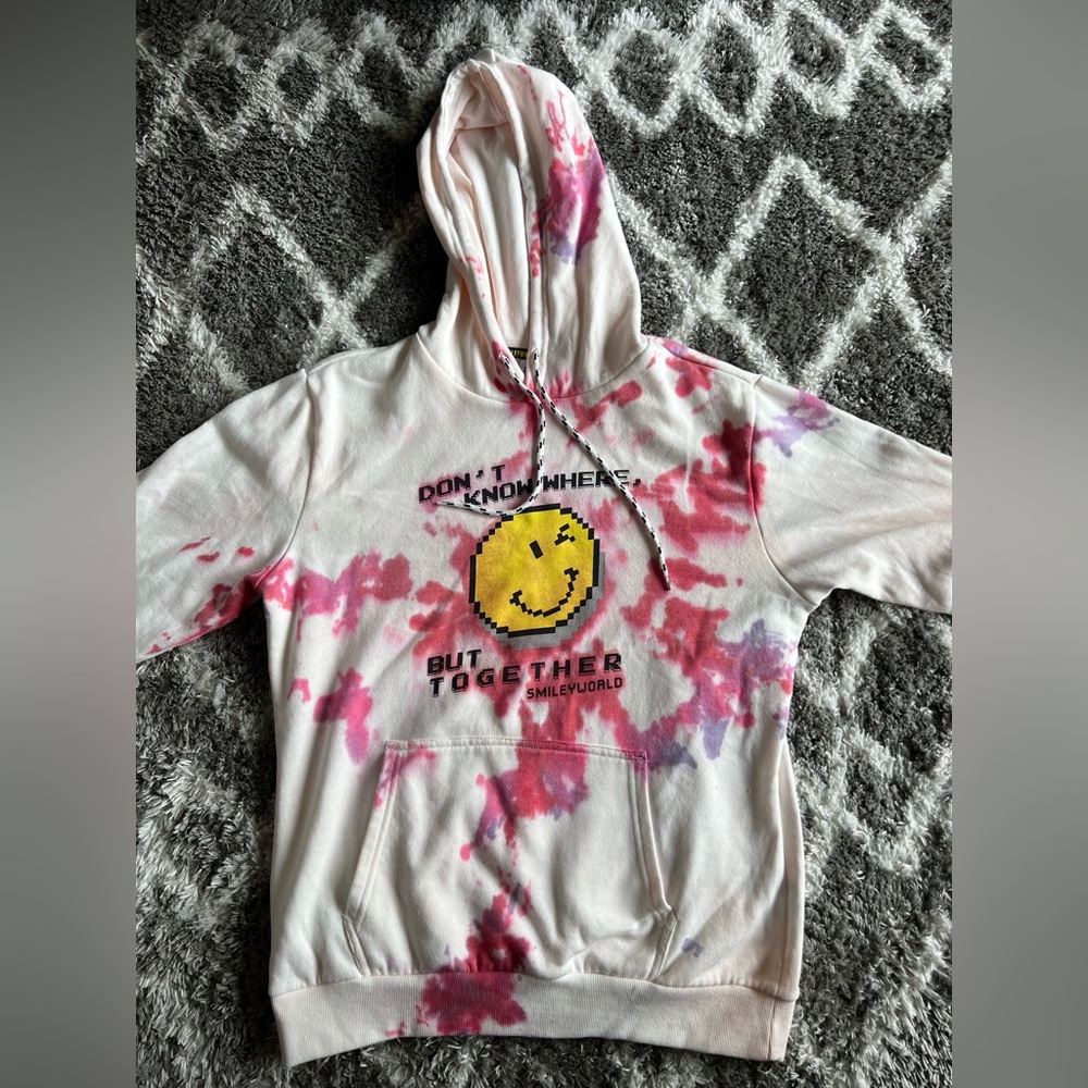 Medium Tie Dye Smiley World Hoodie